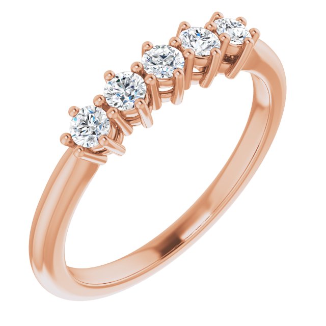 0.34 ct. Round Cut Diamond Wedding Band 5 Stone Anniversary Ring-VIRABYANI